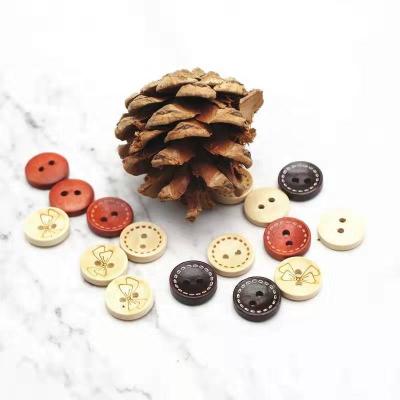 China Large current dry cleaning wholesale and various color styles options two holes clothing natural wooden shirt buttons for sale