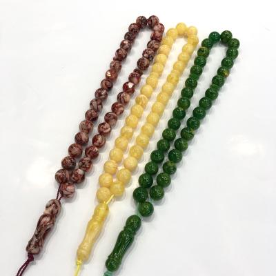 China High Quality Round Religious Amber Beads Charms Jewelry Similar Blue Prayer Beads Islamic Custom Scent Perfume Amber Beads Muslim Rosary for sale