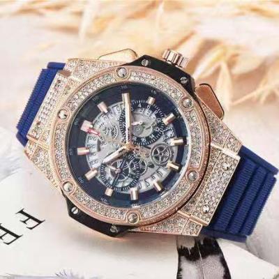 China Men's Diamond 6 Pin Watch Non-Specific Calendar Calendar Quartz Diamond Watch for sale