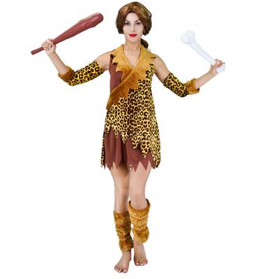 China Wholesale Sexy Cosplay Ancient Leopard Performance Halloween Costume Cavewomen Primitive Costume For Women for sale