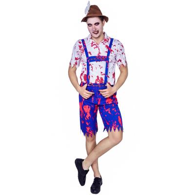 China Oktoberfest Costume Halloween Role Play Costume Scary Bloodied Beer Man Costume With Hat for sale