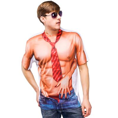 China Costumes Wholesale Halloween Party Cosplay Muscle Suits Scary Muscle Printed T-shirt For Men for sale