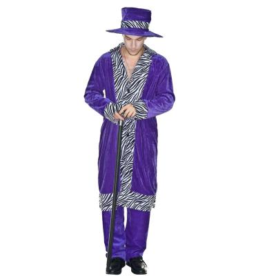 China Purple Halloween Party Costume Fashional Stylish Men's Cosplay Pimp Pimp Fancy Dress Costume For Adult for sale