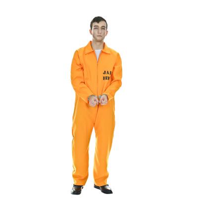 China Scary Adult Game Uniform Role Playing Prisoner Halloween Prison Cosplay Orange Costume For Men for sale