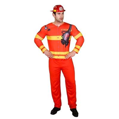 China Polyester Halloween Party 3D Digital Printing Adult Men's Firefighter Firefighter Long Sleeve T-Shirt Costume for sale