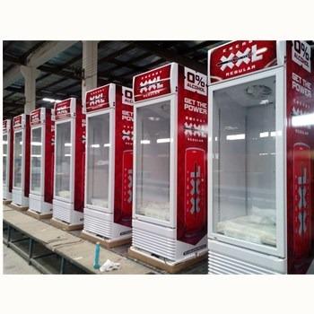 China Single-temperature Weili Showcase Vertical Freezing Glass Door Freezer For Beverage for sale