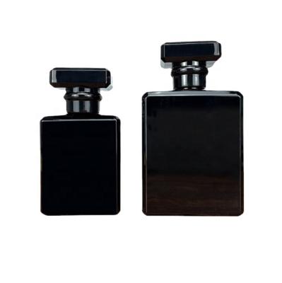 China Personal Care 100ML Glossy Black Flat Square Glass Perfume Bottle, Spray Bottle, Can Be Separate Color Cosmetics Empty Bottle for sale