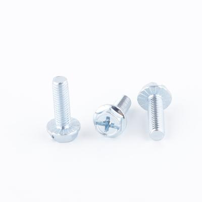 China Stainless Steel Hexagon Head Cross Recessed Flange Bolt Hex Serrated Steel Machine Screws for sale