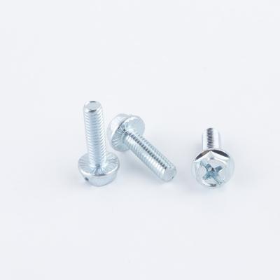 China Stainless Steel Hexagon Head Cross Recessed Flange Bolt Hex Serrated Steel Machine Screws for sale