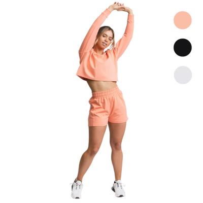 China QUICK DRY 95% Cotton Women's Ins Sport Sets 2022 Summer Shorts + T-shirts Suits Woman Sportswear Two Piece Sets for sale