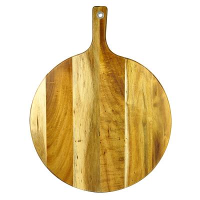 China 2/3 Pack Extra Large Custom Round Acacia Kitchen Accessories Cheap Stocked Decorative Wooden Snacks Serving Tray Bambo With Handles for sale