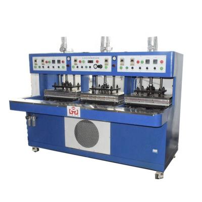 China Sport Shoes Three Workstation Heat And Cold Press Air Cushion Powder Blast Welding And Cutting Machine for sale