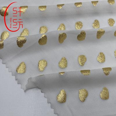 China Whole Sale Polyester Mesh Foil Print Fabric Anti-static Glitter Fabric For Wedding Wear Girl's Dress Veil for sale