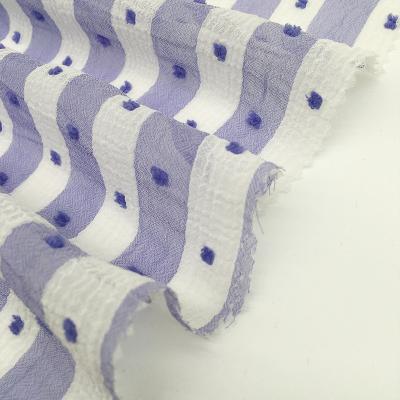 China Anti-static hot sale blue stripe polyester dyeing fabric spring and summer polyester crepe cationic chiffon jacquard chiffon fabric for sale