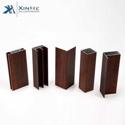 China door & Powder Coating Wood Window Customized Grain Colors Aluminum Garden Profiles Kitchen Profile for sale