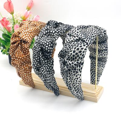 China New Retro Wide Pleated Women Elegant Overflowed Headband Leopard Print All-match Hair Bands Accessories for sale