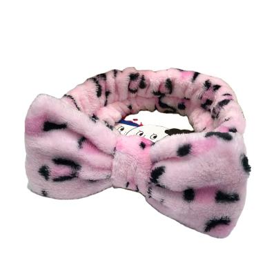 China Lovely Soft Elastic Hair Band Face Wash Bath Animal Prints Polk Dot Print Spa Headwrap Makeup Plush Headband for sale