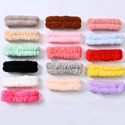 China Wholesale European and American flannel velvet style fluffy towel headbands wash face head head band spa hair band makeup turban hair band for women for sale