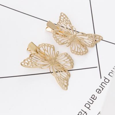 China Latest Soft Nickel Free Alloy Small Hair Clip Metal Butterfly Gold Hair Clip For Hair for sale