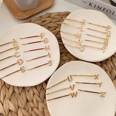 China New Arrived Fashion Gold Word Hair Clips Love English Hair Letter Bobby Pin Metal Plated Hair Clip 26 for sale