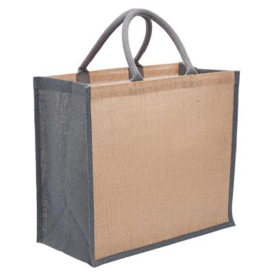 China 2022 Customs Logo Printed Large Capacity Jute Reusable Bag Customs Eco-Friendly Foldable Shopping Tote Hemp Grocery Bag for sale