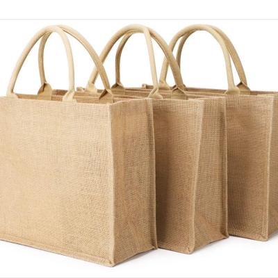 China 2022 Customs Printed Reusable Jute Tote Bag Natural Burlap Handbag Jute Bolsa de yute China Printed Reusable Shopping Bag for sale