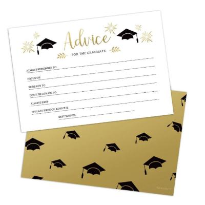 China Europe Customized Hot Sale High School College Black And Gold Party Funny Games 25 Rustic Graduation Board Words Of Wisdom Cards for sale