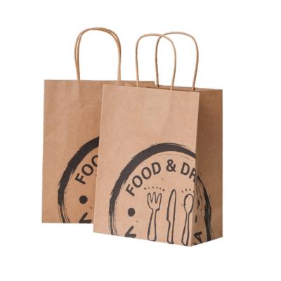 China Recyclable Custom For Food Grade Kraft Paper Bag Recycled Brown Paper Bag With Logo Printed Kraft Paper Bag With Handles for sale