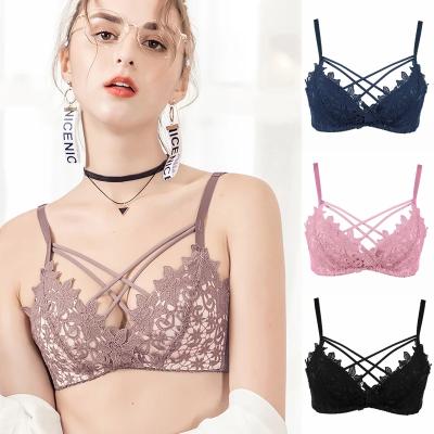 China Hot Sales Antibacterial Lace Up Beautiful Logo Ladies Fashional Lace Bra For Bra And Underwear Ladies Bra Customization for sale