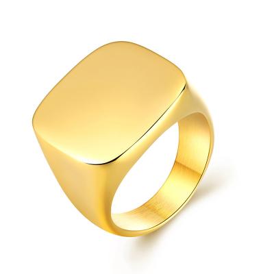 China Factory CLASSIC Luxury Stainless Steel Personality Ring Chunky 18k Gold Plated Ring For Man for sale