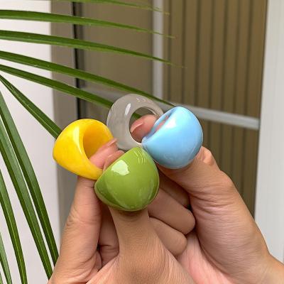 China CLASSIC Simple Geometric Finger Ring Acrylic Ring Fashion Jewelry Women Resin Curved Couples Ring by Macaron for sale