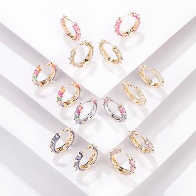 China Fashion Luxury Fashion Multi Color Copper Gold Plated CZ Circle Hoop Earrings For Women Jewelry for sale