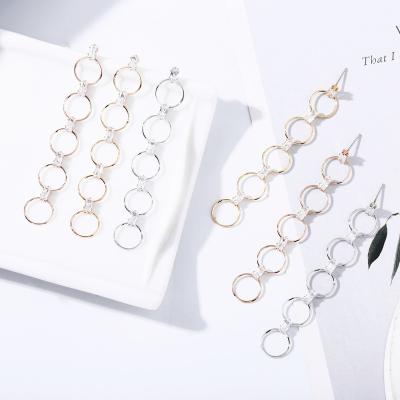 China Fashion Linear Circle Earrings Multi Layer Round Dangle Long Simple Earrings Trend Drop Earrings Women 2020 for sale