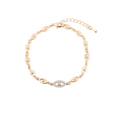 China Fashion Wholesale 18K Gold Plated Charm Bracelet Fashion Personalized Adjustable 3A Zircon Evil Eye Bracelet for sale