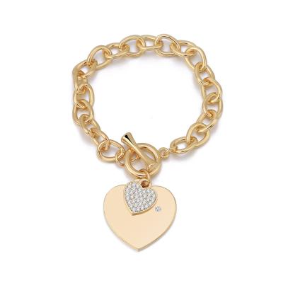 China Factory CLASSIC Gold Plated Charm Bracelet Chain Fashion Alloy Couples Link Bracelet For Women Jewelry for sale