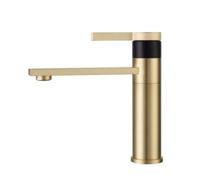 China FLK 304 Stainless Steel Modern Brushed Gold Basin Faucet Bathroom Faucet for sale