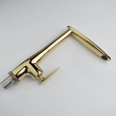 China Luxury Brass Water Sense Kitchen Faucets Gold Sense Top Down Sink Faucet With Newly Designed Rotary 720 Degree Pull OEM Price Che for sale