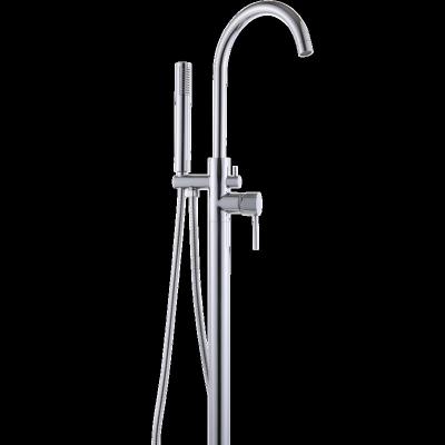 China Without Sliding Bar Chrome Plated Black Bronze Modern Fashion Hybrid Universal Shower Bathroom Hot Cold Steel Freestanding Floor Bathtub for sale