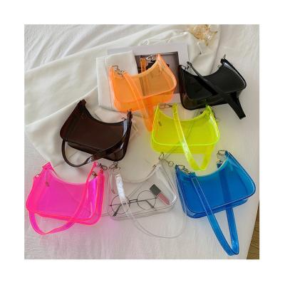 China Fashion E-Wholesales PVC Clear Ladies Shoulder Transparent Armpit Bags Women Dumpling Jelly Purses and Purses for Women Bags for sale