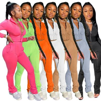 China MD-20111003 Breathable Women Fall Clothing For Women 2 Pieces Set Women Clothing Tracksuits Walker Pant Sets for sale