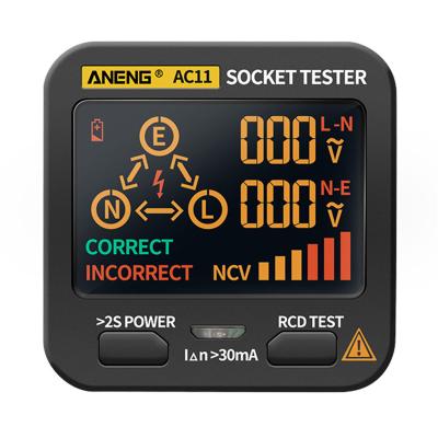 China ANENG AC11 Digital Socket Tester Smart Voltage Test Socket Detector US/UK/EU/AU Plug In Line Rcd NCV Test AC11 Smart Socket Ground Zero Tester phase control for sale