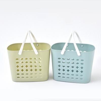 China Bathroom Sustainable Use Hotel Storage Bath Household Plastic Basket With Handle Kitchen Snack Storage Box for sale