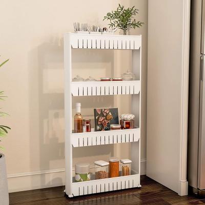 China 4 Tier Mobile Slide Out Storage Cart Organizer Gap Storage Slim Rack with Wheels for Narrow Spaces for sale