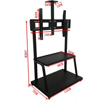 China Large Size Thickness Adjustable Shelf LCD LED TV Trolley Black Gold White TV Stand Rolling Movable Eco-friendly Strong Movable Trolley for sale