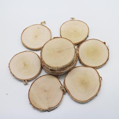 China Europe Checked Supplier Round Disc Birch Wood Bark Slice Natural Solid Wood Craft Blanks for sale