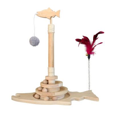 China China Pine Wood Cat Roller Toy Tree Cat Scratcher Solid Wooden Post For Cat for sale