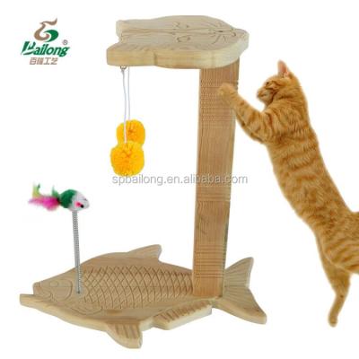 China 2020 New Product Sustainable Pine Wooden Pet Cat Toys Climbing Tower Tree Cat Scratcher Scratching Post for sale