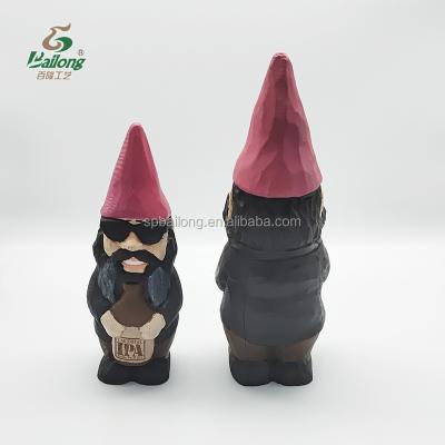 China Everyone Custom Design 3D Art Craft IPA Novelty Wood Carving Ornament Other Home Decoration Wooden Gnome Statue for sale