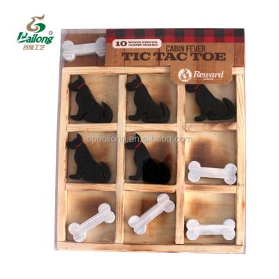 China Toy and gift for kinds and adult handmade custom design play indoor wooden rustic style decor board travel tic tac toe board for sale