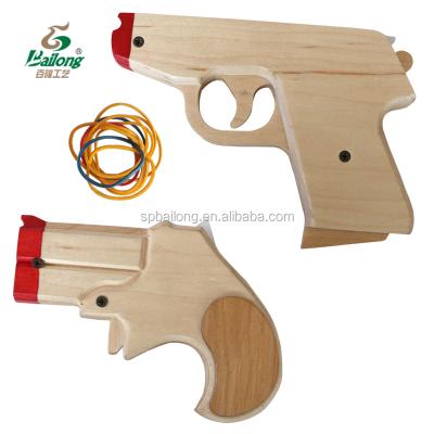 China China Hardwood CNC Made Children Gift Rubber Band Shooting Small Toy Gun for sale